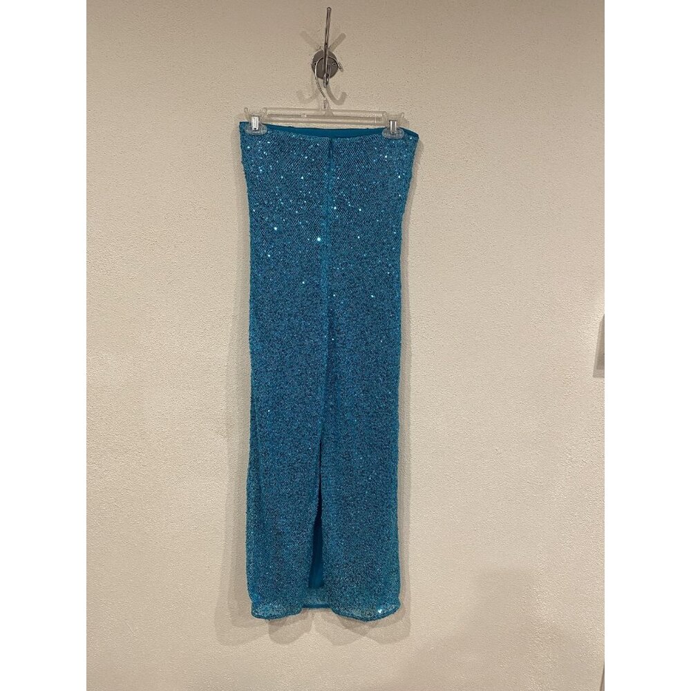 NBD Aine Dress Womens XS Blue Sequin Strapless Midi Bodycon Party Cocktail Eveni - Picture 5 of 5